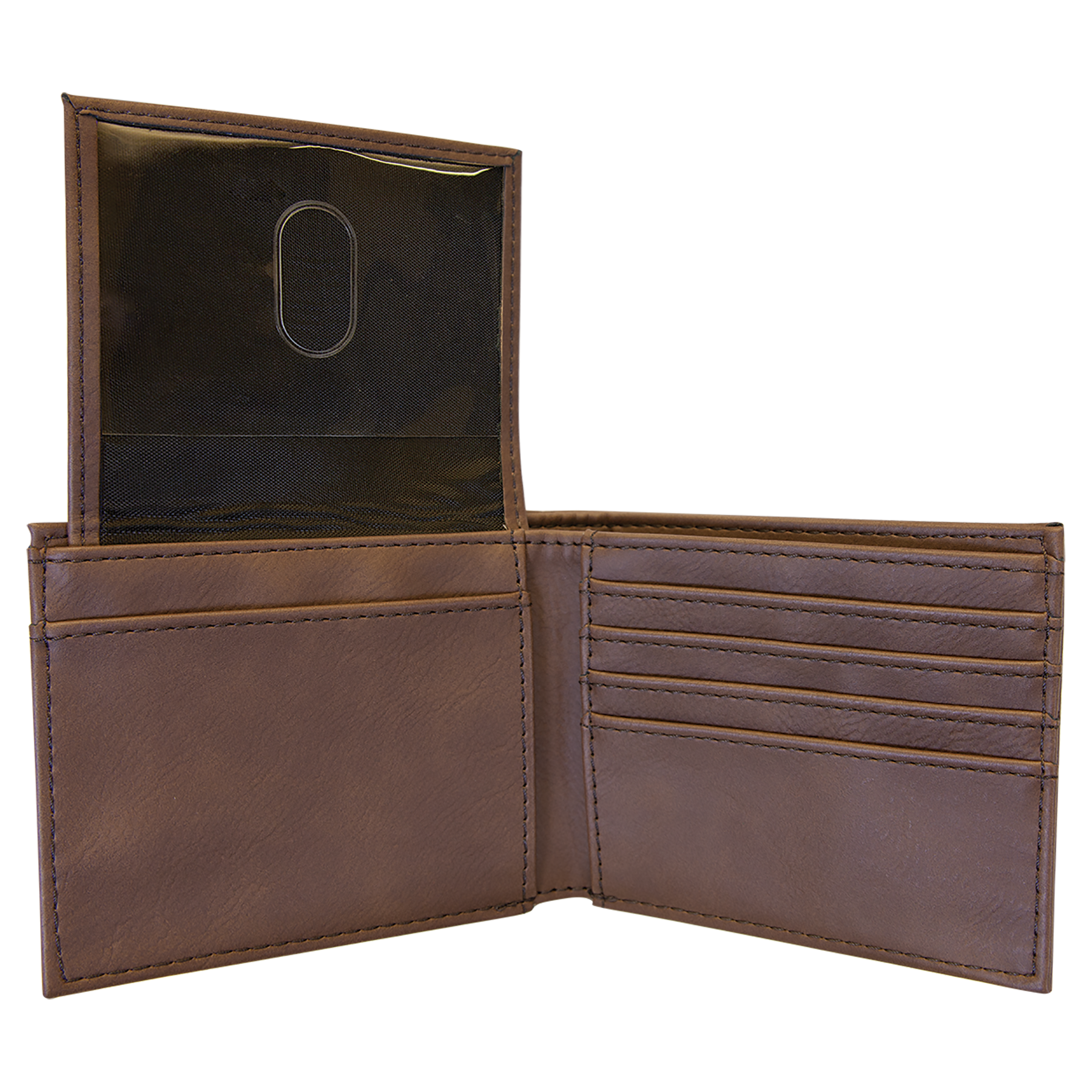 Blank Dark Brown Leatherette Bi-Fold Wallet