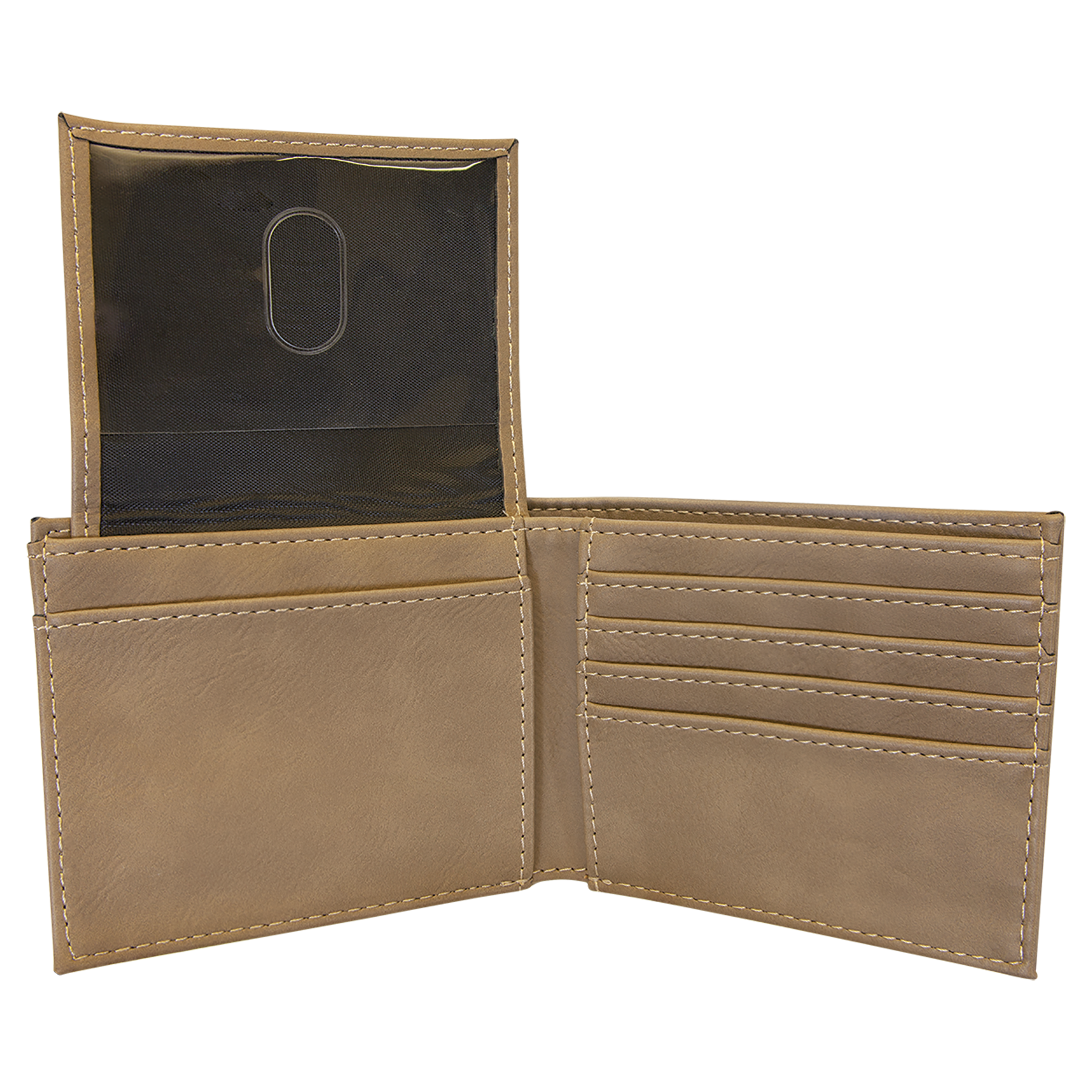 Blank Light Brown  Leatherette Bi-Fold Wallet