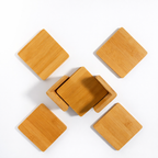 Blank Bamboo Coaster Set – 6 Coasters & Holder