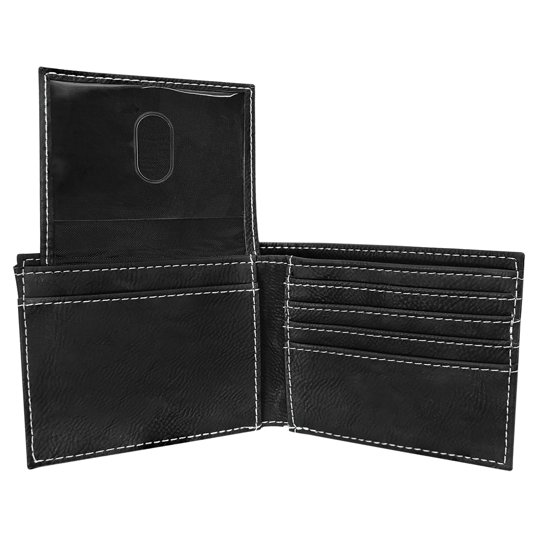 Blank Black Leatherette Bi-Fold Wallet