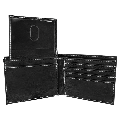 Blank Black Leatherette Bi-Fold Wallet