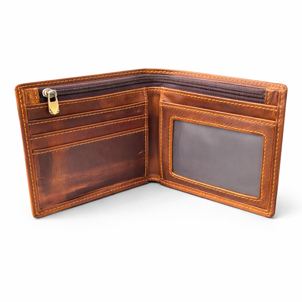 Blank Leather Wallet With Zipper