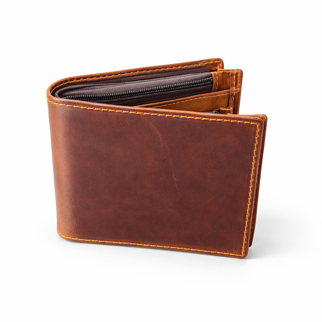 Blank Leather Wallet With Zipper