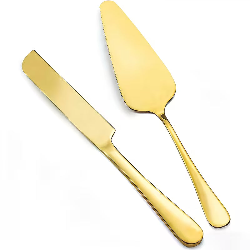 Blank Wedding Cake Knife & Server Set – Gold
