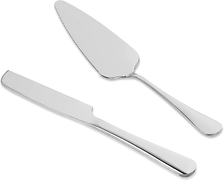 Blank Wedding Cake Knife & Server Set - Silver