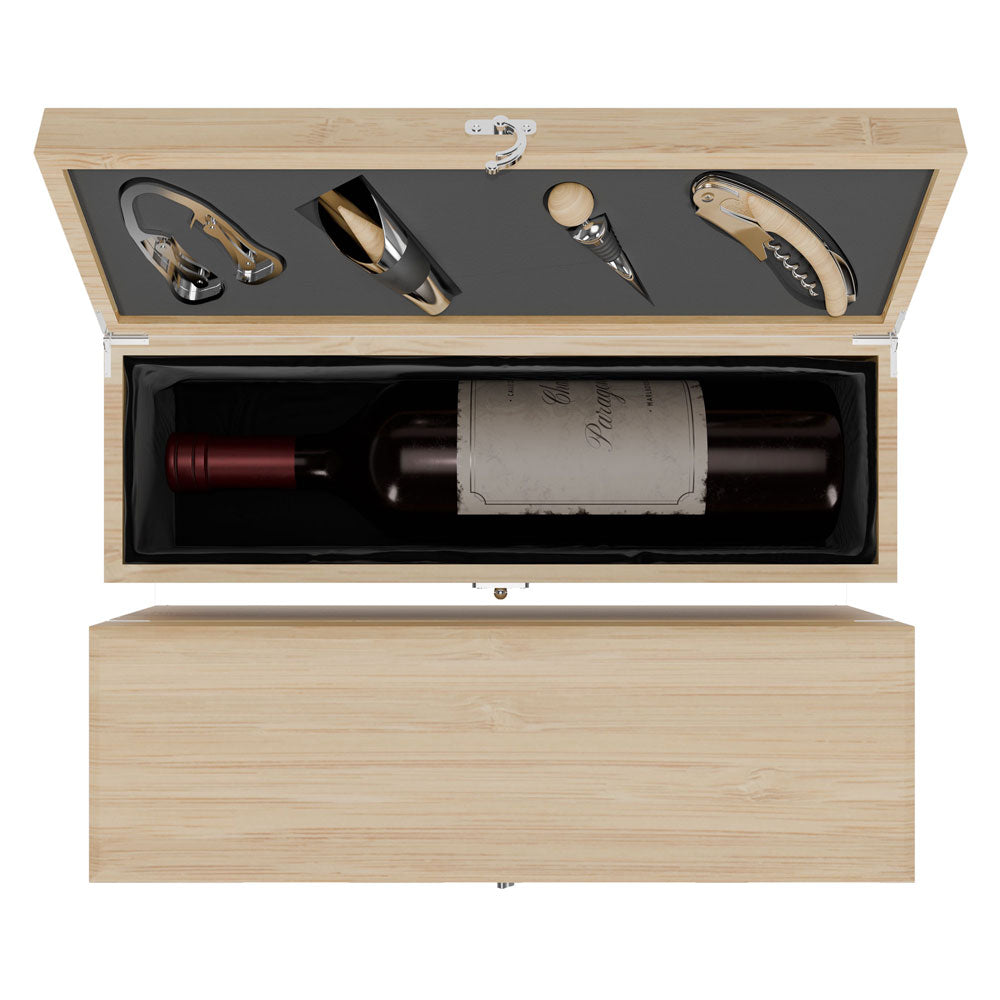 Blank Bamboo Wine Box with Tools