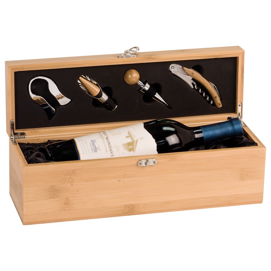 Blank Bamboo Wine Box with Tools